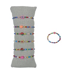 D-863 - Lot de 50 Bracelets TAILLE ENFANT avec perles colorées et fruits